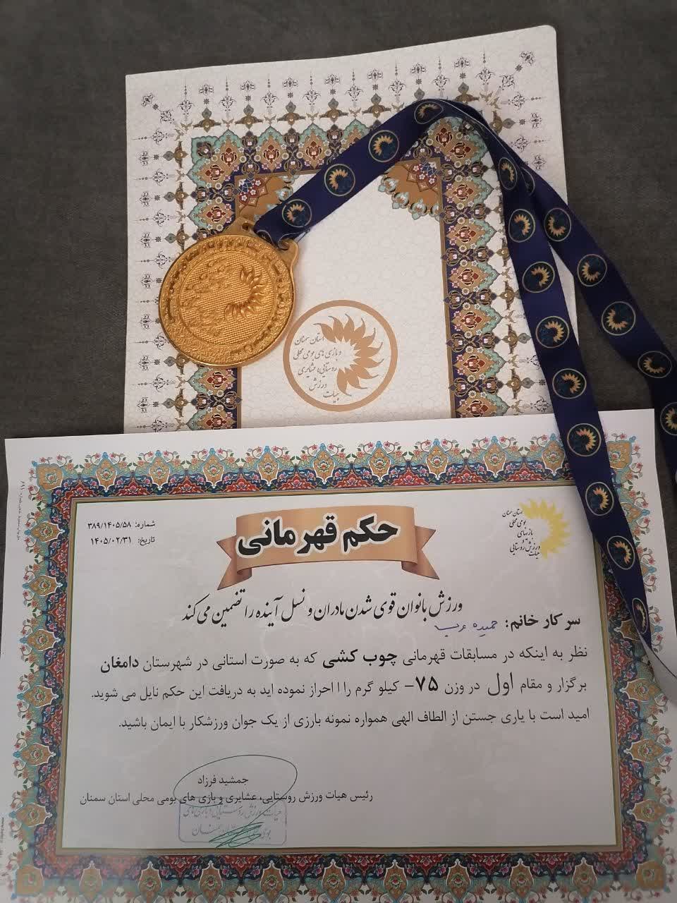 مدال طلای مسابقات چوبکشی بر گردن دانشجوی دانشگاه آزاد دامغان مدال طلای مسابقات چوبکشی بر گردن دانشجوی دانشگاه آزاد دامغان