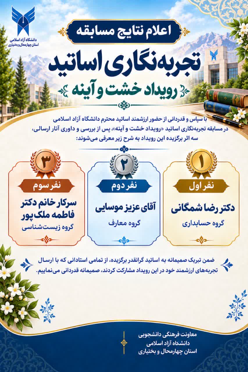 برگزیدگان مسابقه تجربه‌نگاری استادان «رویداد خشت و آینه» معرفی شدند