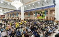 مراسم باشکوه گرامیداشت شهید سید حسن نصرالله در حرم بانوی کرامت+ فیلم