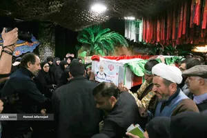 وداع با پیکر&zwnj; مطهر  شهید حجت&zwnj;الاسلام محمد مقیسه رئیس شعبه ۵۳ دیوان عالی کشور در معراج شهدای تهران