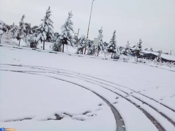 دانشگاه آزاد اسلامی واحد قم در یک روز برفی