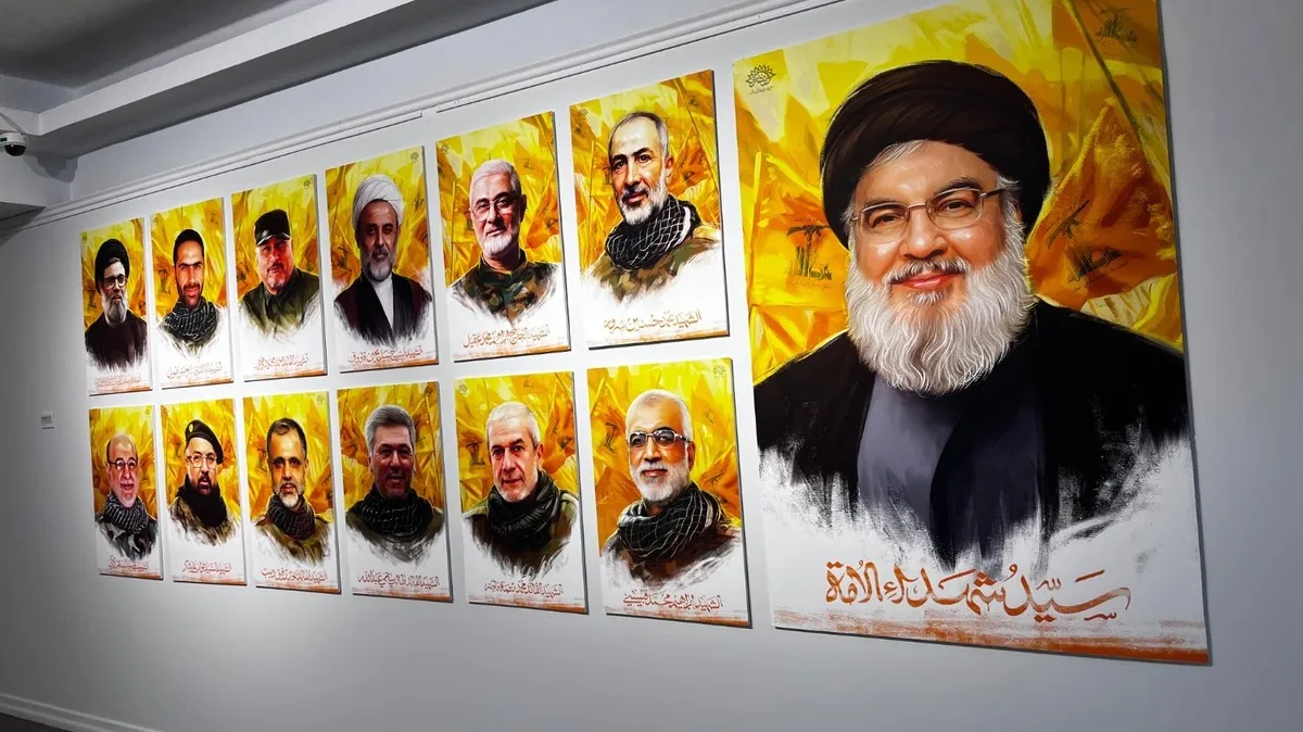 «ققنوس قدس» بال و پر گشود/ نقاشی فرماندهان حزب‌الله دیوارکوب حوزه هنری شد